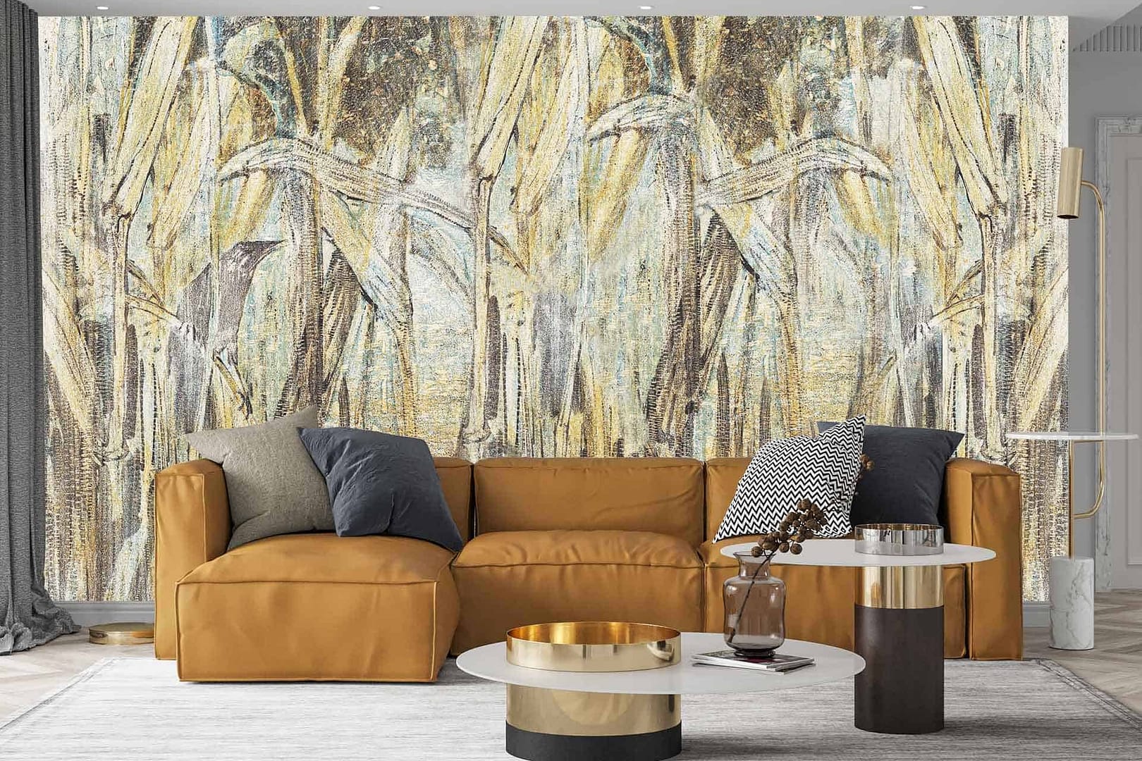 Corn Fields - a wallpaper made of golden corn fields with a grunge effect by Cara Saven Wall Design