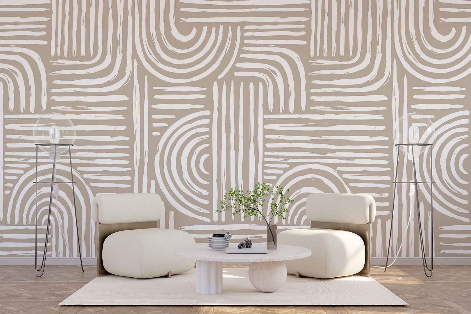 Back To Back - a wallpaper made up of various paint strokes on a solid background by Cara Saven Wall Design