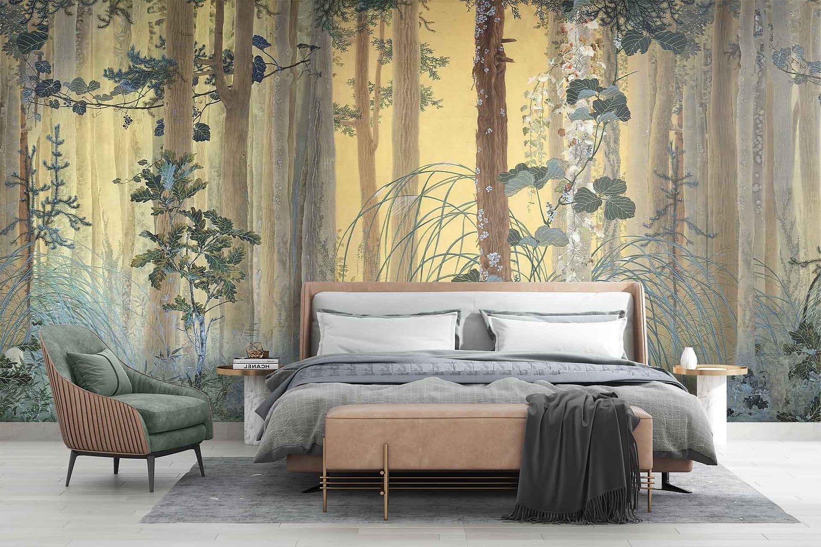 Changing Season - a wallpaper made up of a magical forest landscape, various flowers and plants around image by Cara Saven Wall Design