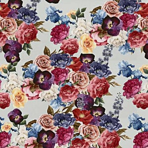 Garden Variety - a wallpaper with a variety of colourful flowers on a grey background by Cara Saven Wall Design