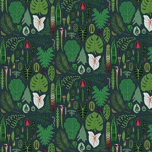 Exotic House Plants - a CS&Co wallpaper by the artist Joh Del of a variety of hand drawn leaves