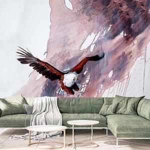 Spirit Warrior - a wallpaper by CS&Co Artist Nicole Sanderson with a bald eagle in flight on a painted background
