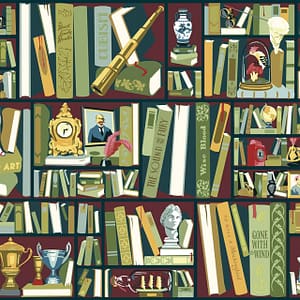 Library - a CS&Co wallpaper by artist Kipper Millsap, a graphic wallpaper made up of books on a shelve