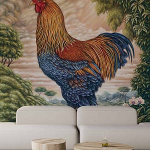 Hassan - a CS&Co wallpaper by artist Harem, a painting on canvas of a rooster in bright colours