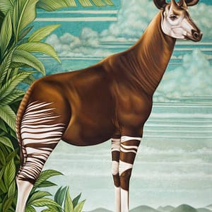 Okapi - a CS&Co wallpaper by artist Harem, a painting on canvas of an okapi