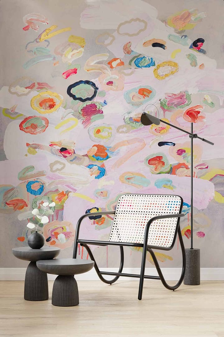 Scramble - a wallpaper by CS&Co Artist Jozelle McLea of abstract painted colourful shapes